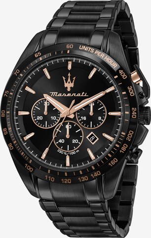Maserati Analog Watch 'TRAGUARDO' in Black: front