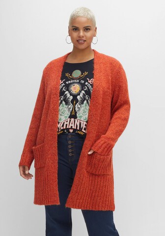 SHEEGO Knit Cardigan in Orange: front