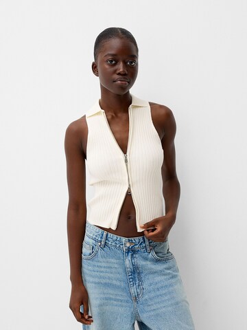 Bershka Knitted vest in White: front