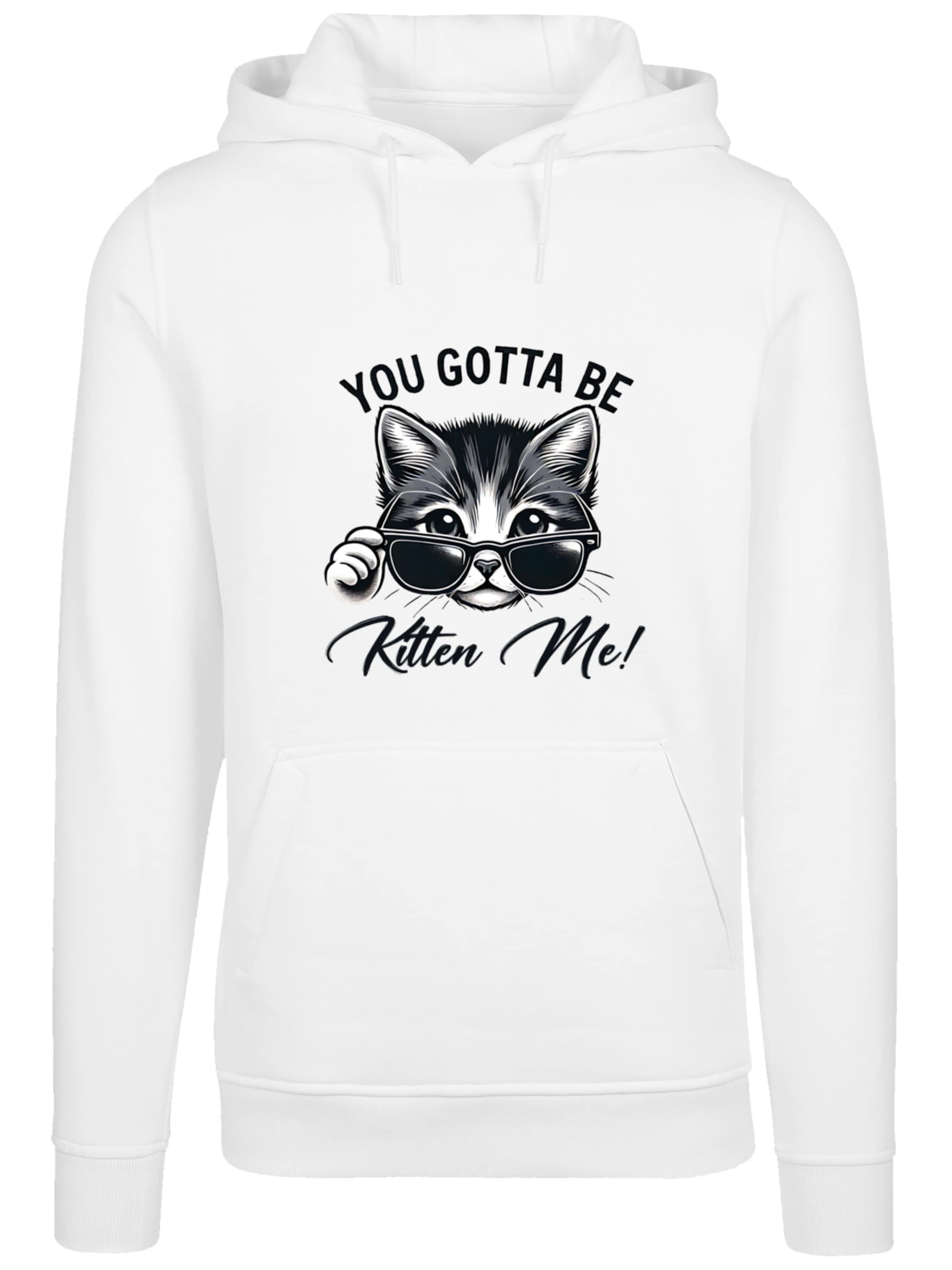 F4NT4STIC Sweatshirt 'Kätzchen You Gotta Be Kitten Me!' in Weiß: Vorderseite
