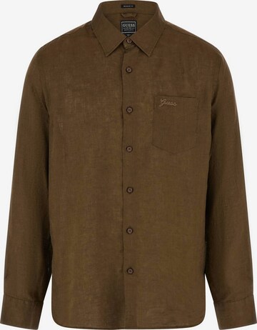 GUESS Button Up Shirt in Brown: front