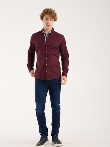 Slim fit Camicia 'Donatello Iconic Poplin Stretch Man Shirt Red' di 7Camicie in rosso