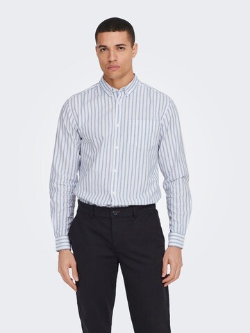 Only & Sons Слим Рубашка 'Alvaro' в Синий: спереди