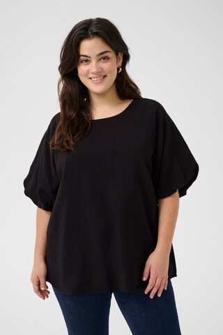 KAFFE CURVE Blouse 'Gabbi' in Zwart: voorkant