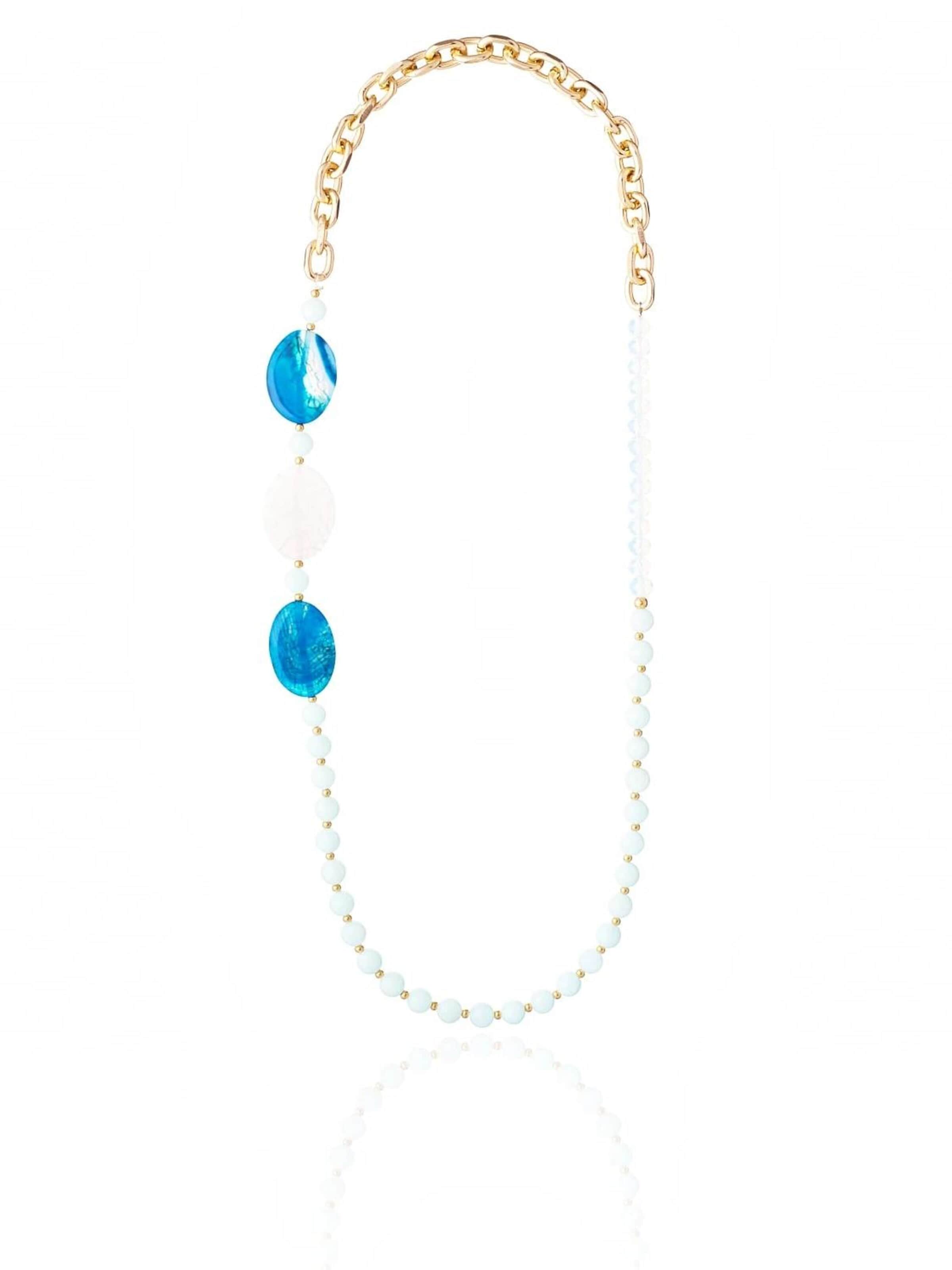 THE GEM STORIES JEWELRY Halsband 'Pal Blue Jade Necklace with Agate Stones and chain' i blå: framsida
