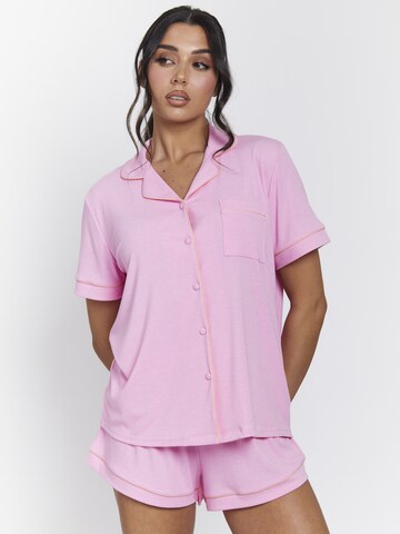 Loungeable Short Pajama Set in Pink: front