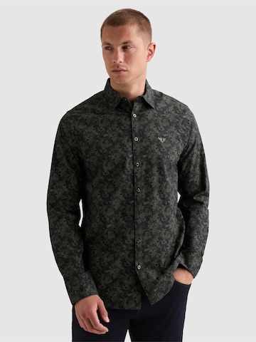 PME Legend Overhemd 'Shirt with allover print and embroidered logo' in Blauw: voorkant