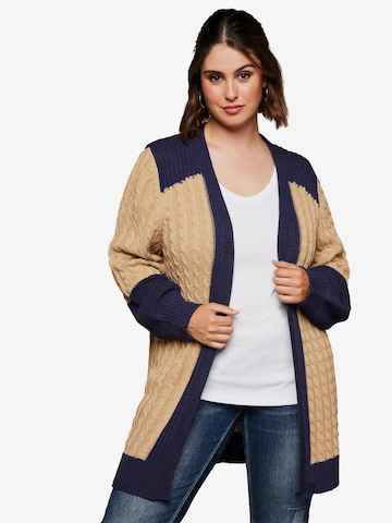SHEEGO Knit Cardigan in Beige: front