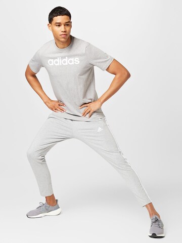 ADIDAS SPORTSWEAR Слим фит Спортен панталон 'Essentials Tapered Open Hem 3-Stripes' в сиво