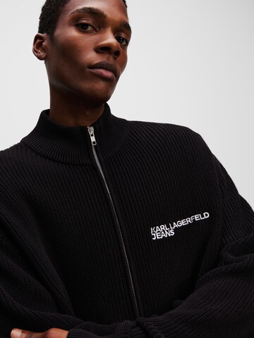 KARL LAGERFELD JEANS Knit cardigan 'ZIP-UP' in Black