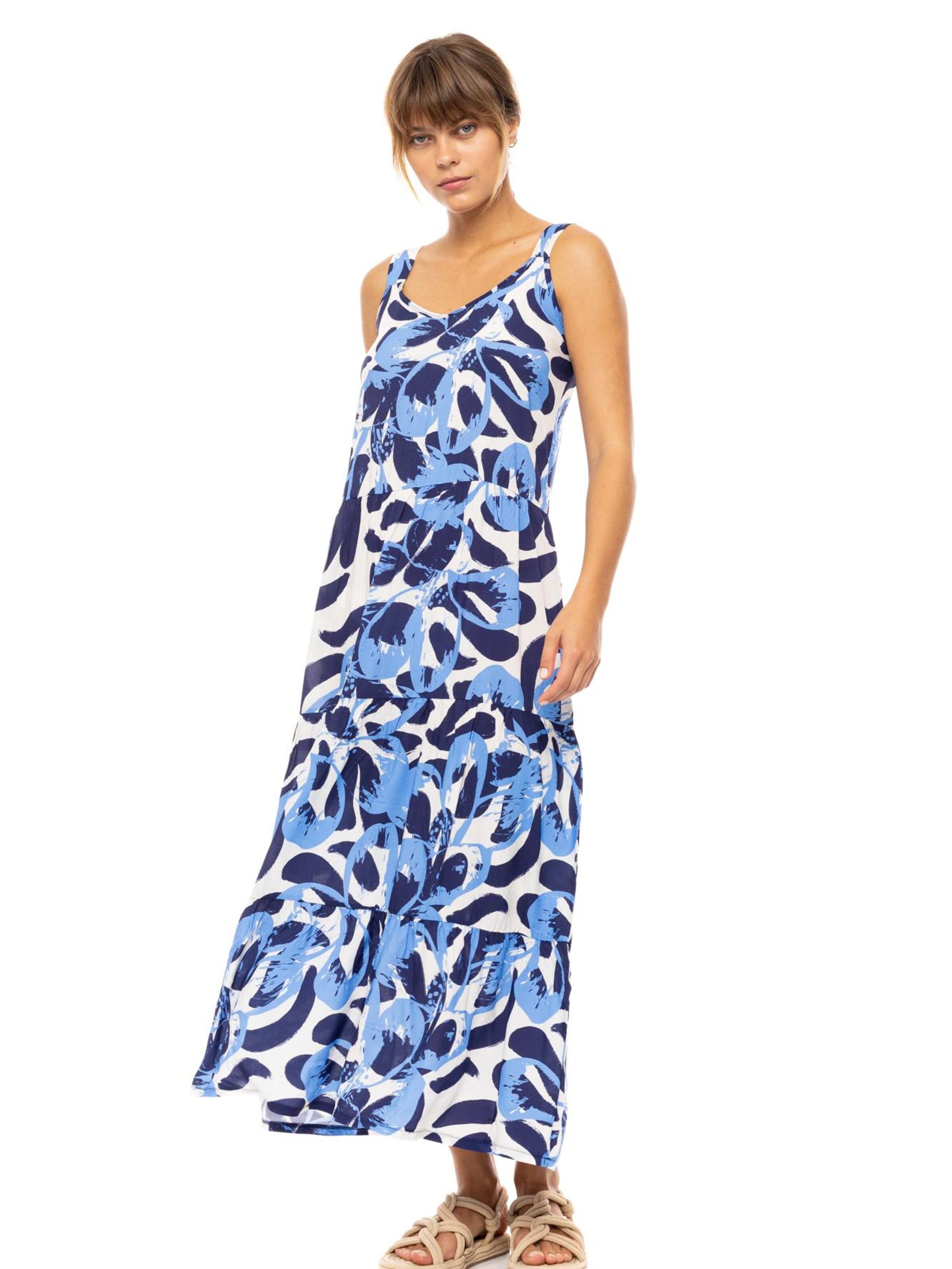 Pink Label Sommerkleid 'BEACHWEAR LONG ABSTRACT FLORAL'‌‌‌‌‌‌ in Blau