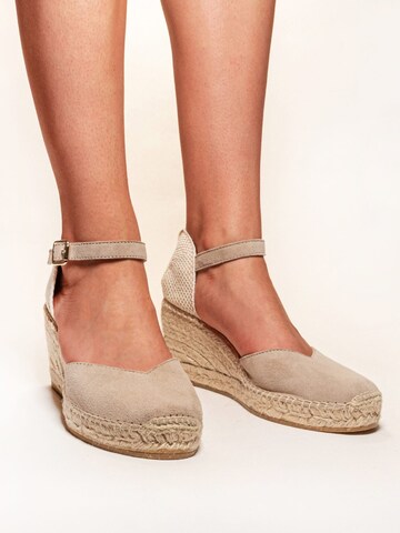 Sandalo con cinturino 'Alpargata Cuña 7 cm' di Alhamas in grigio: frontale