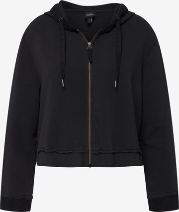 Ulla Popken Zip-Up Hoodie in Black: front