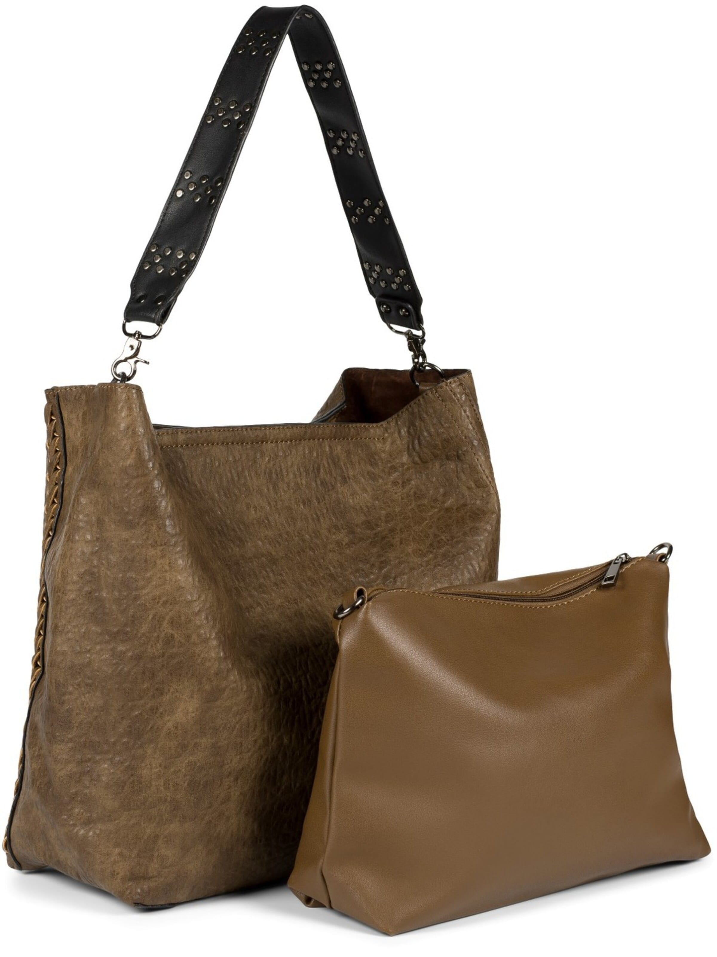 styleBREAKER Schultertasche '2 in 1 Schultertasche mit Nietengurt und Innentasche'‌‌‌ in One Size in braun, Produktansicht