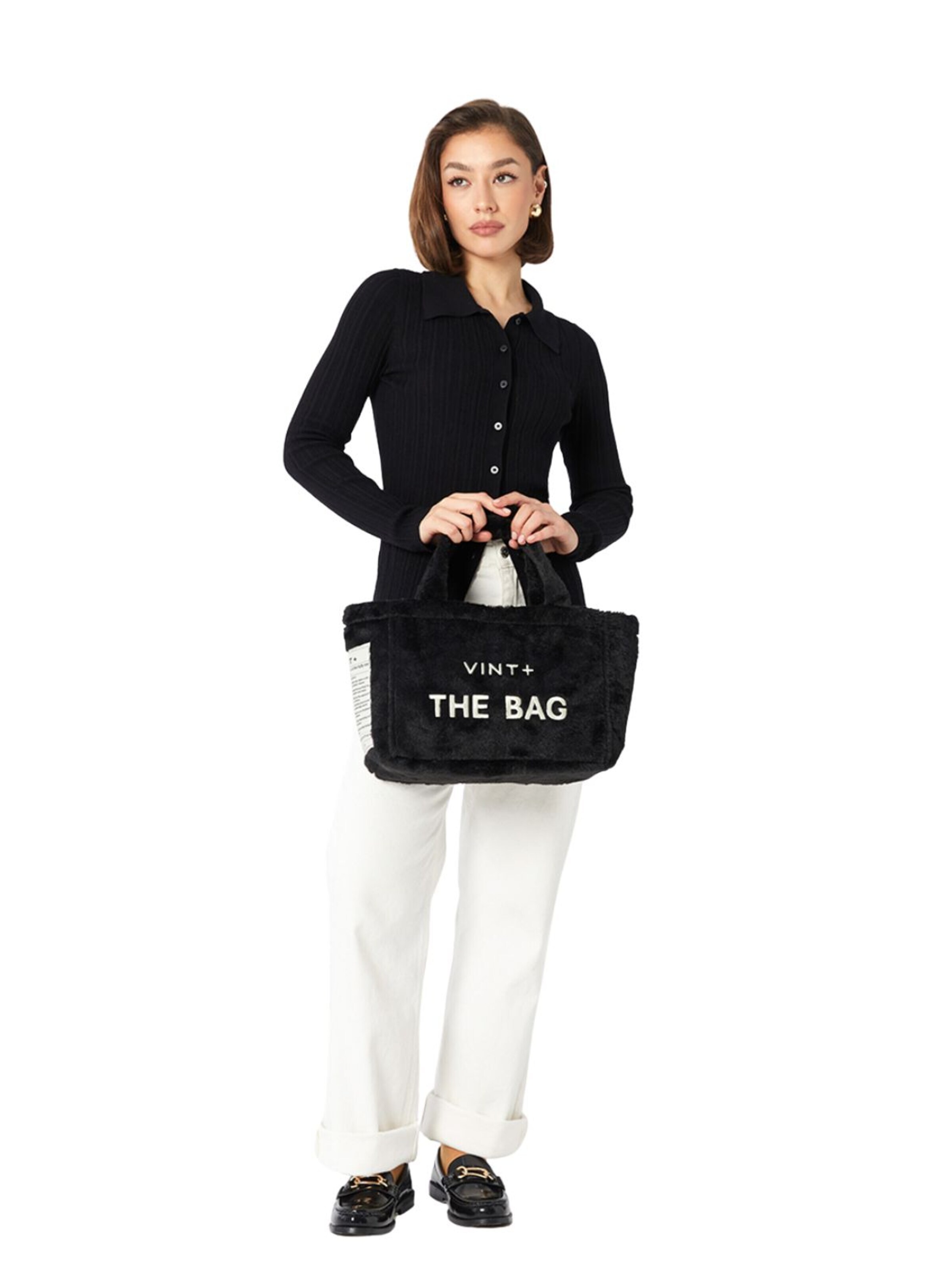 VINT+ Håndtaske 'Fluffy Bag Small' i sort