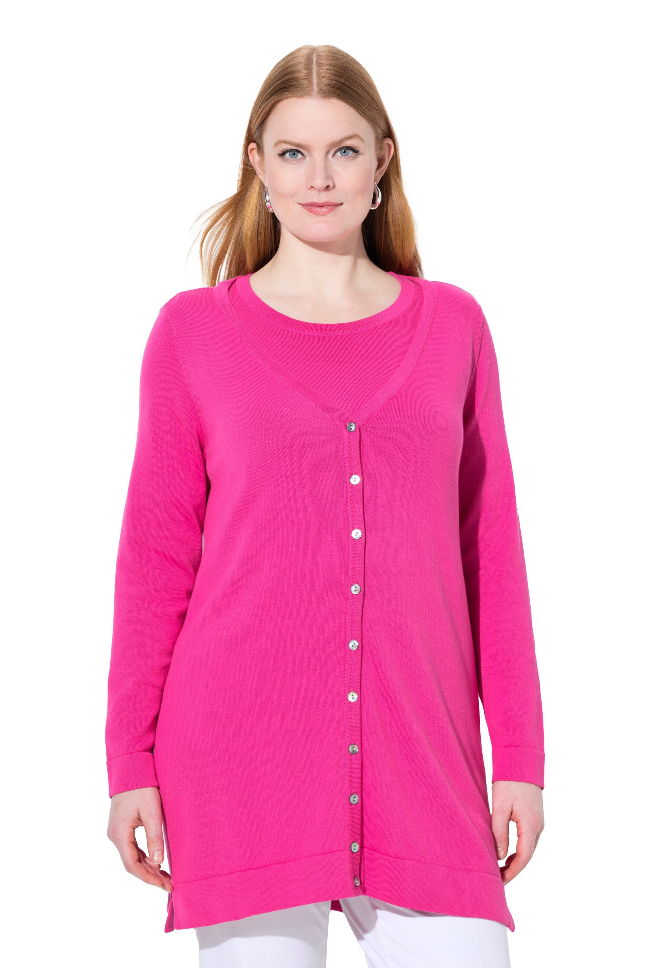 Ulla Popken Knit cardigan in Pink: front