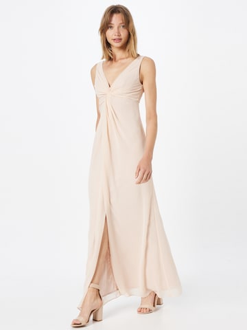 Chi Chi London Evening Dress in Beige: front