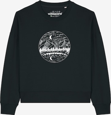 Watapparel Sweatshirt 'Mountains by night' in Zwart: voorkant
