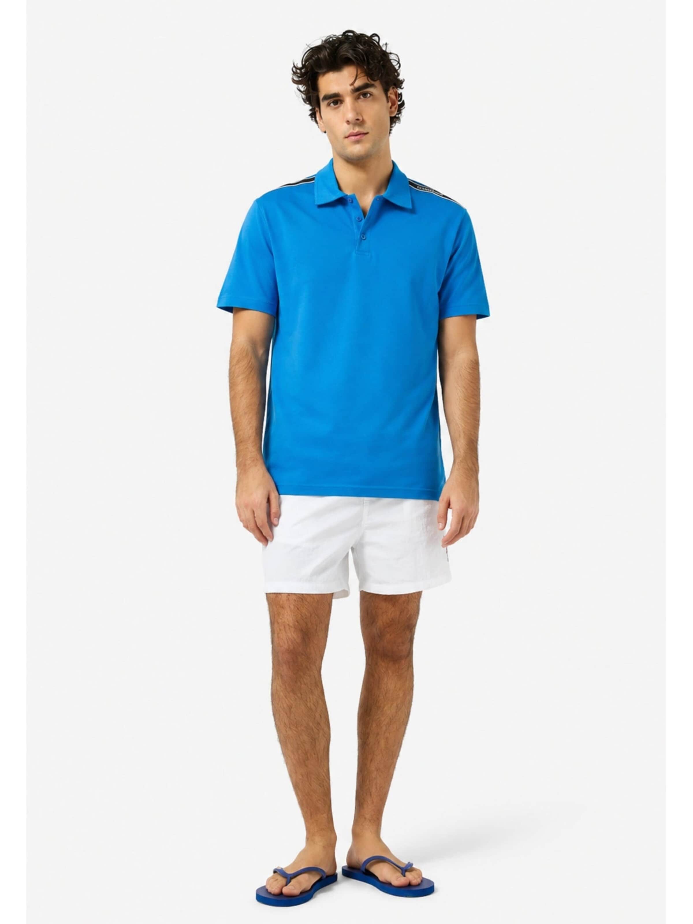 Emporio Armani - Camiseta 'Men's Polo Shirt with Logotape on Shoulders' en azul
