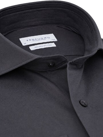 Profuomo Slim fit Button Up Shirt 'Japanese Knitted' in Grey
