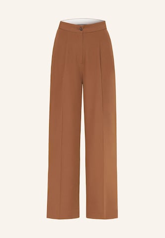 darling harbour Regular Pleat-Front Pants in Brown: front