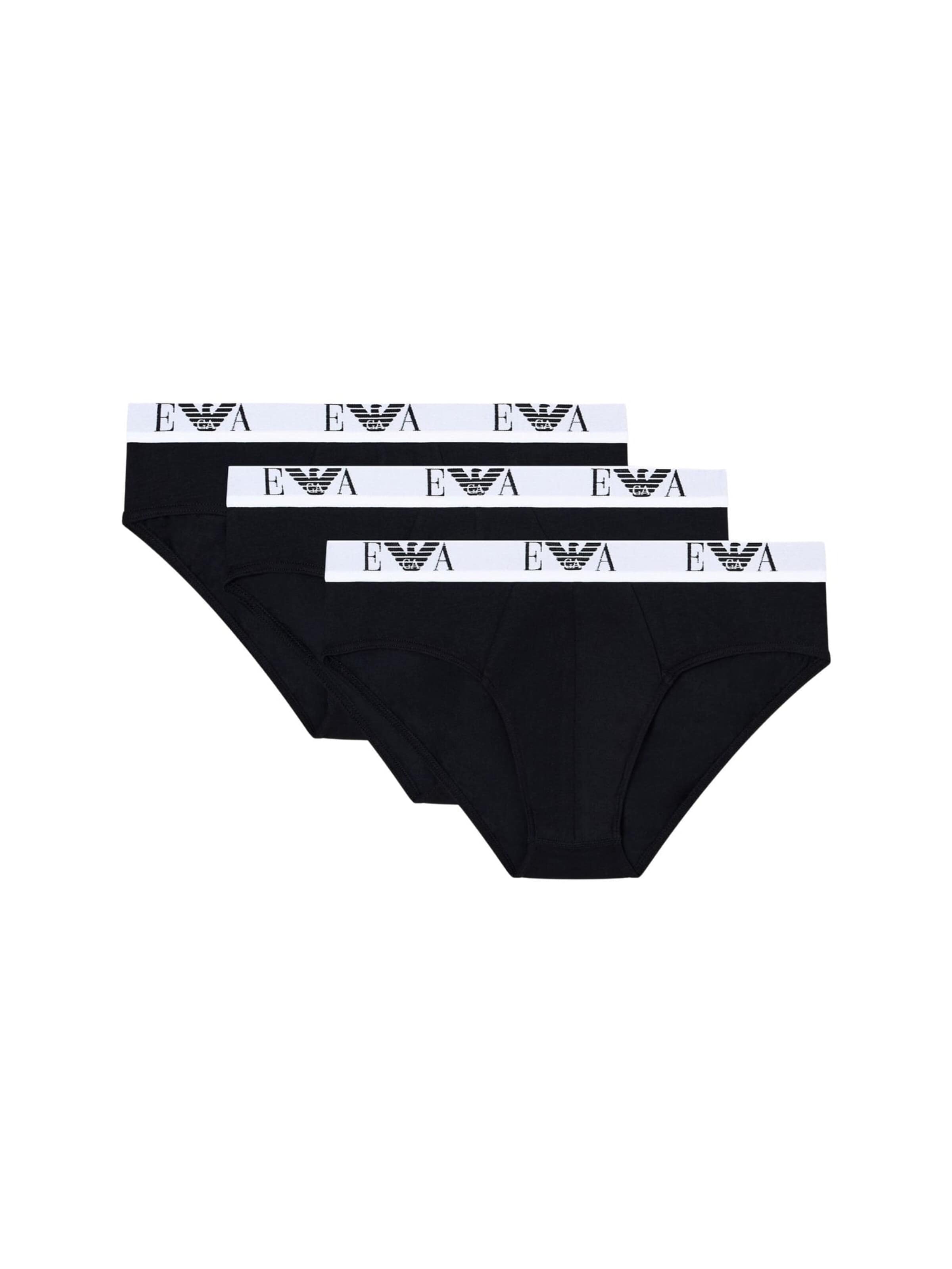 Slip '3-Pack Cotton Stretch Briefs with Logo' Emporio Armani en noir : devant