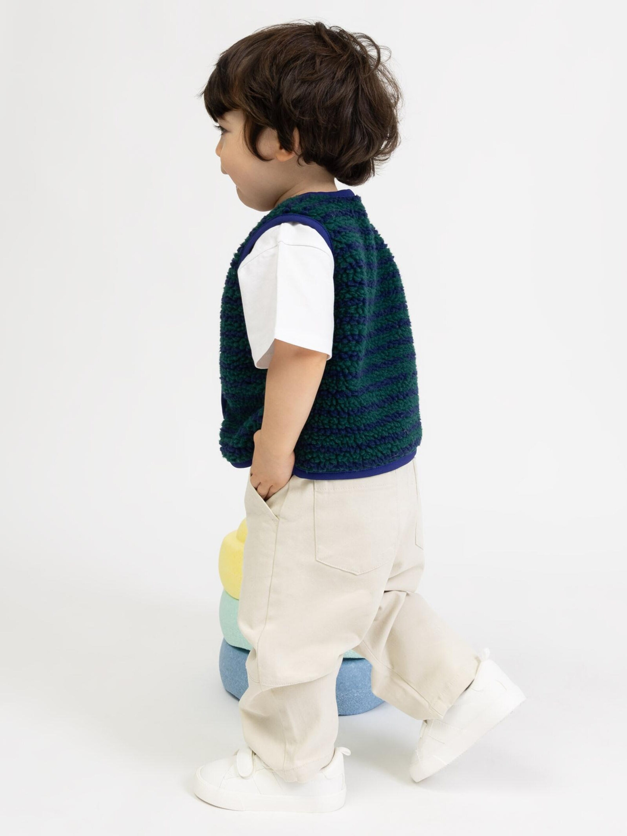 BROKE + SCHÖN Vest 'Gestreifte Teddy Kinderweste' in Blue