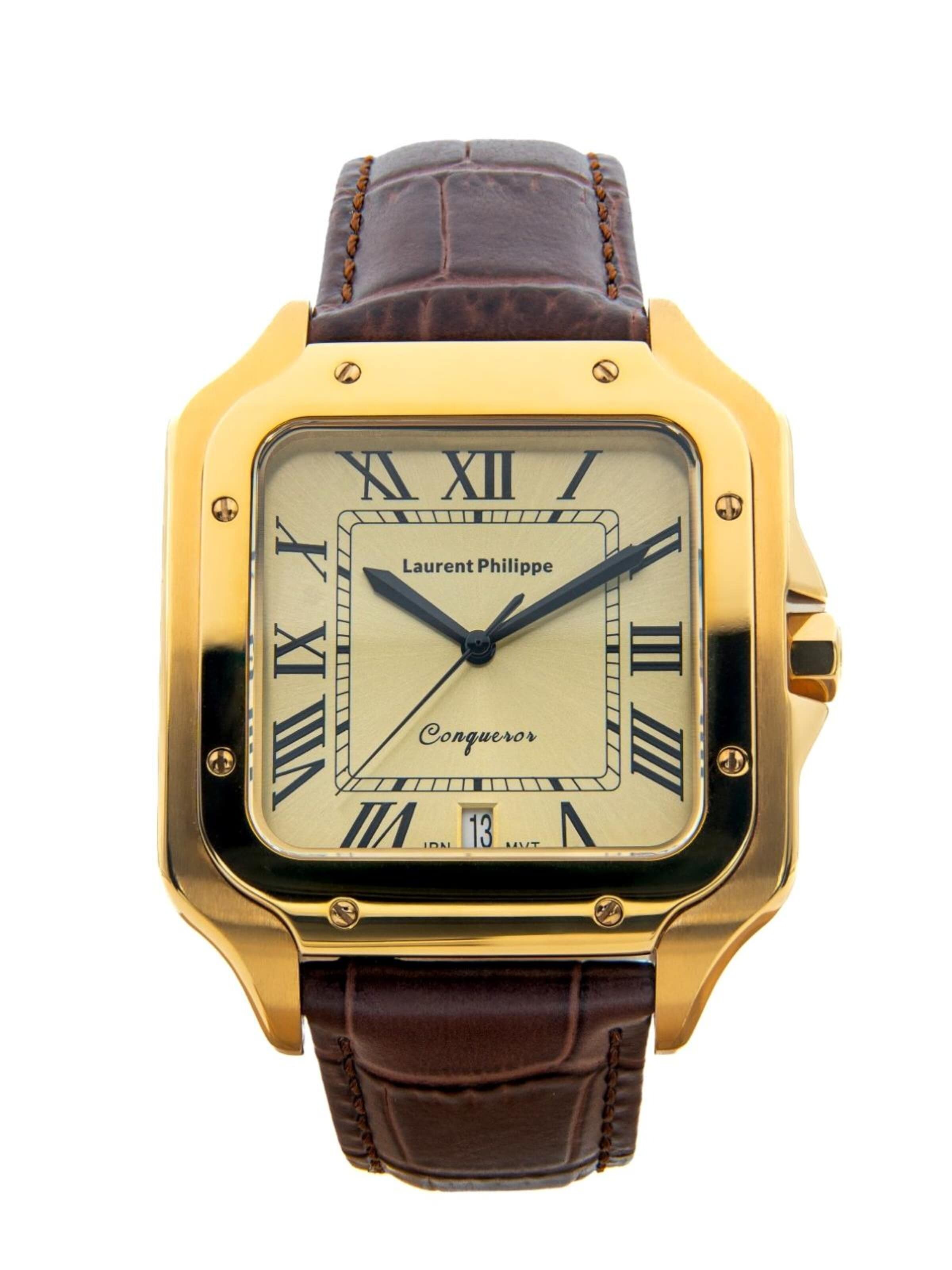 Laurent Philippe - Reloj analógico 'Conqueror The Golden Eye – Brun Du Palais' en marrón: frente