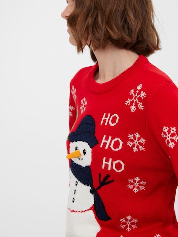 VERO MODA Sveter 'SNOWMAN' - Červená