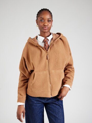 TOPSHOP Fleece jacket in Brown: front