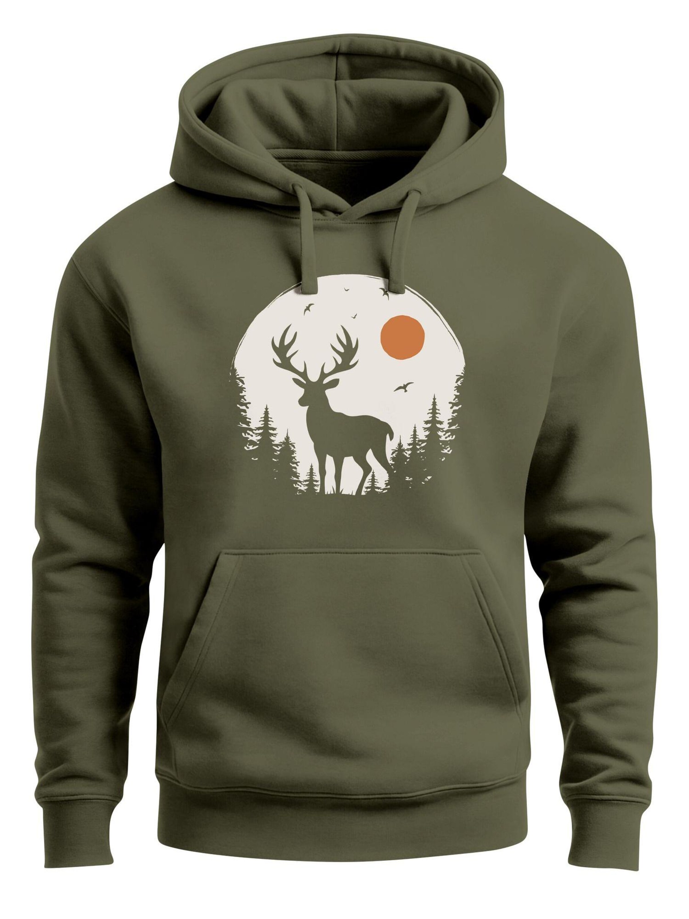Neverless Sweatshirt 'Wald Hirsch'‌‌‌‌‌‌‌ in Grün: Vorderseite
