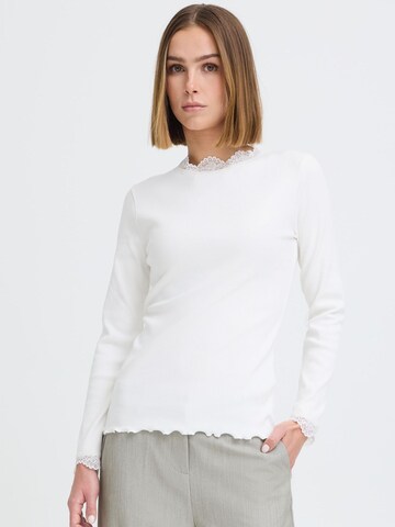 Oxmo Langarmshirt ' OXNSuna Lace ' in Weiß: Vorderseite