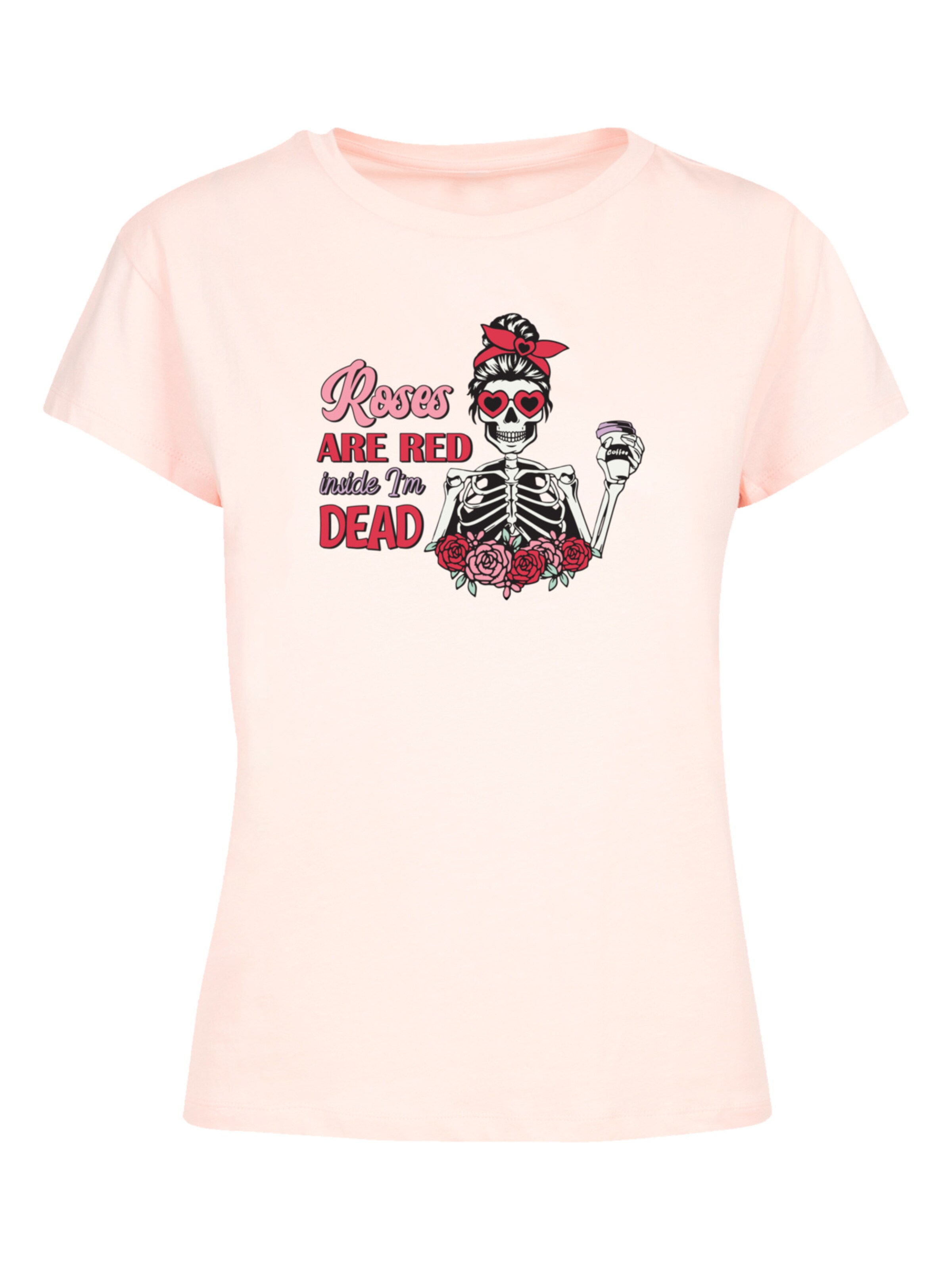 F4NT4STIC T-Shirt 'Anti Valentinstag Roses Are Red' in Pink: Vorderseite