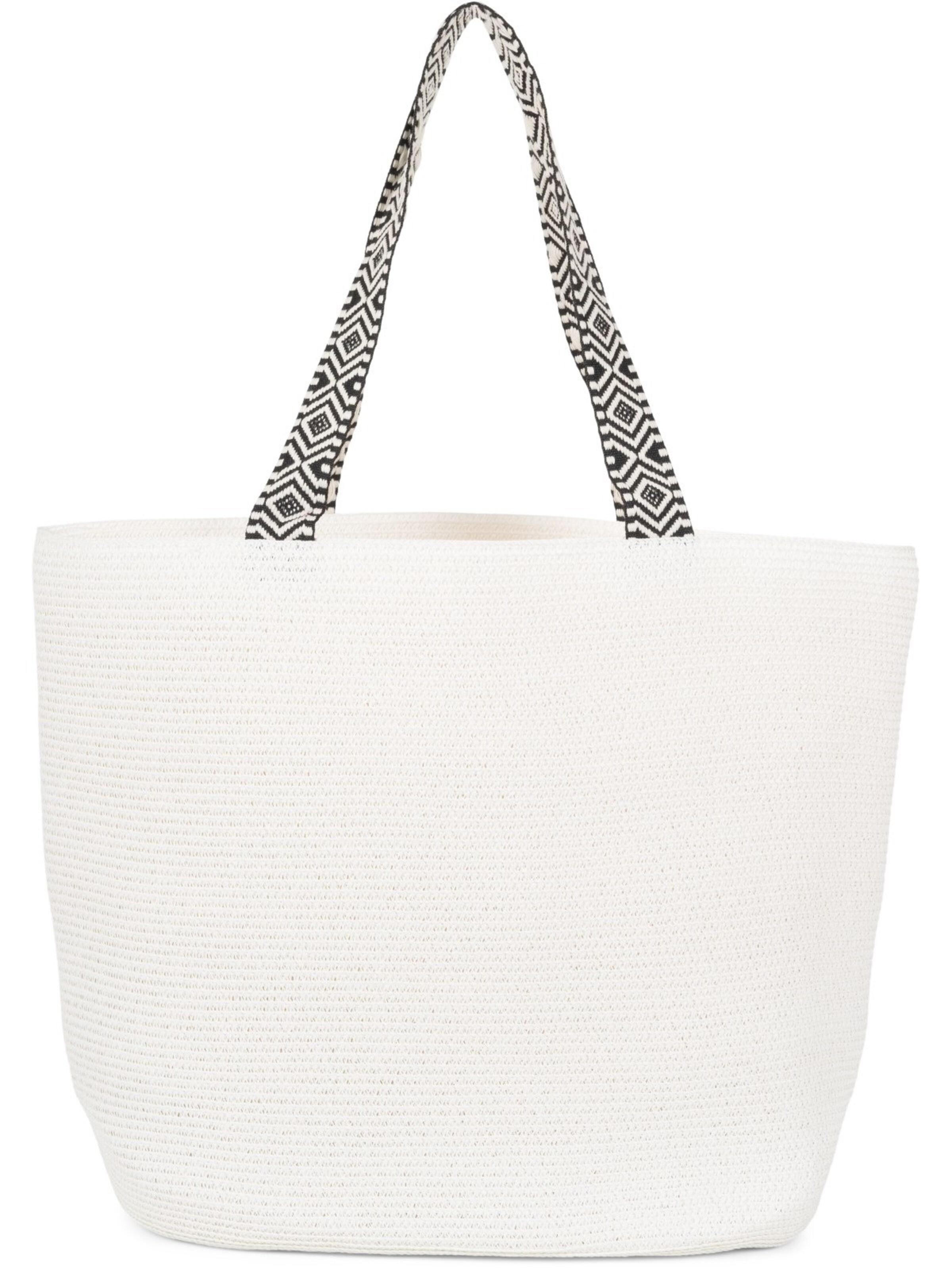 styleBREAKER Beach bag 'Papierstroh Strandtasche Azteken Muster' in White