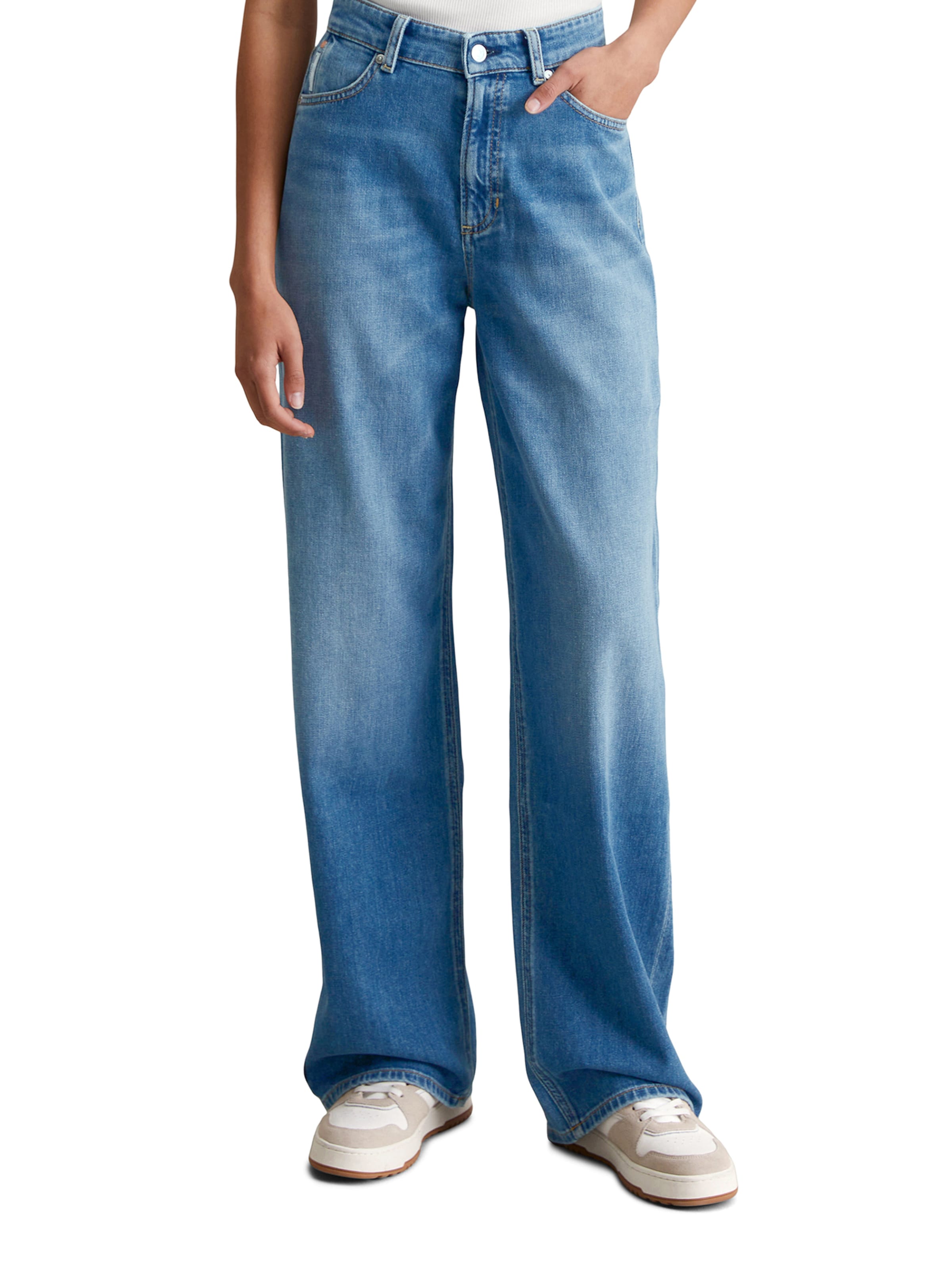 Marc O'Polo DENIM Wide leg Jeans in Blauw: voorkant