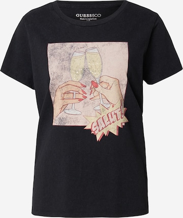 T-shirt 'CLINK EASY' GUESS en noir : devant