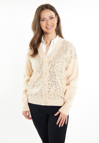 usha BLACK LABEL Strickjacke 'Nowles' in Beige: predná strana