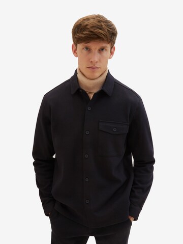 TOM TAILOR Regular fit Button Up Shirt in Black: front