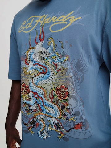 Ed Hardy Paita 'Dragon City Diamante' värissä sininen