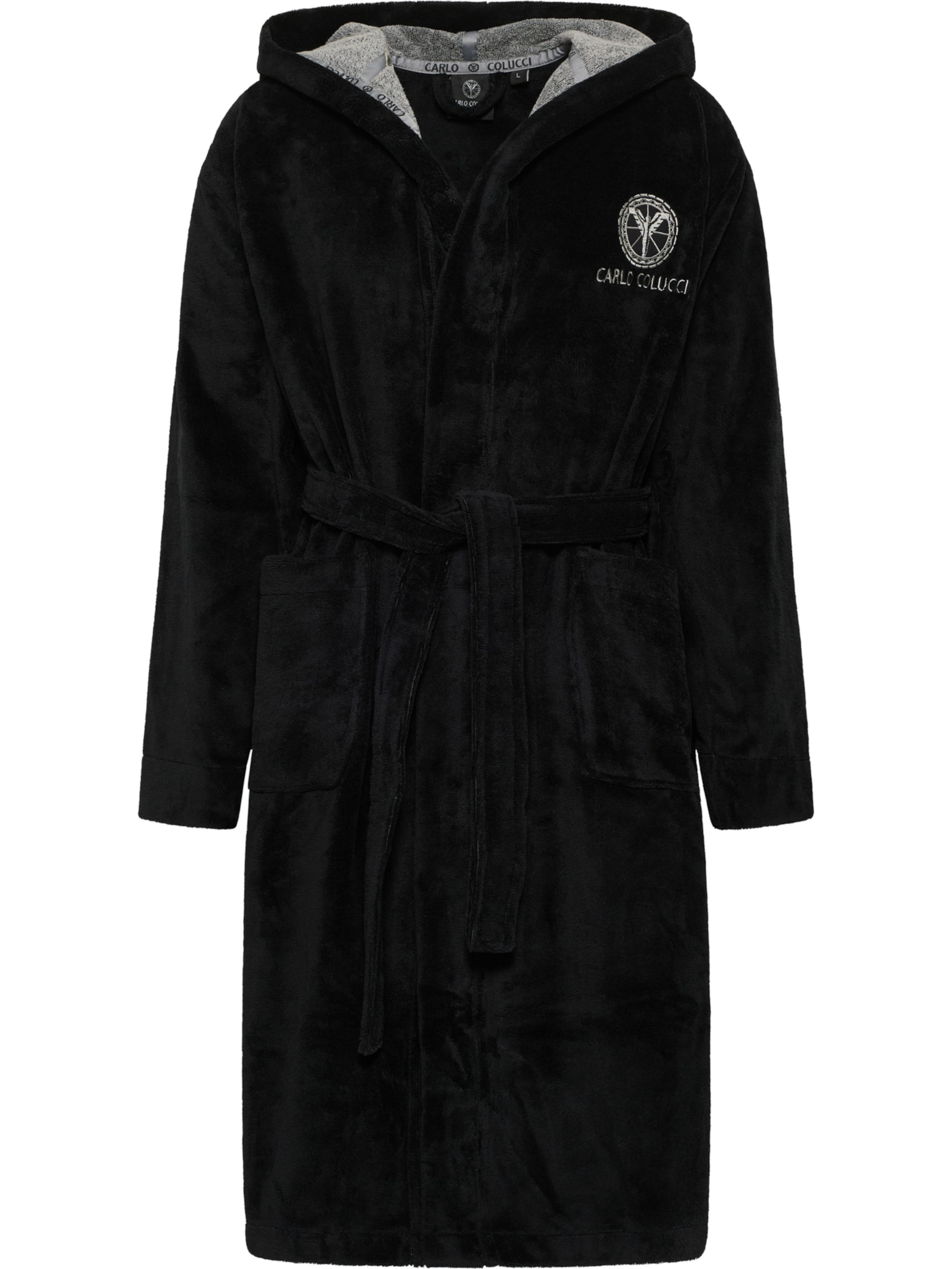 Carlo Colucci Bademantel ' Como ' in Schwarz: Vorderseite