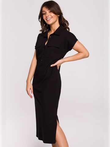 BeWear - Vestido camisero en negro: frente