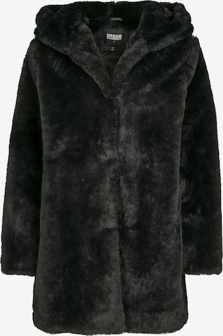 Manteau mi-saison ' Ladies Hooded Teddy Coat ' Urban Classics en noir : devant