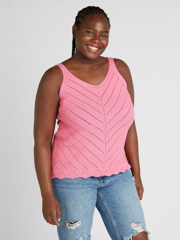 ONLY Carmakoma Knitted Top 'ROSELIA' in Pink: front