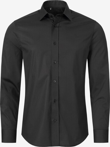 Indumentum Slim fit Button Up Shirt in Black: front