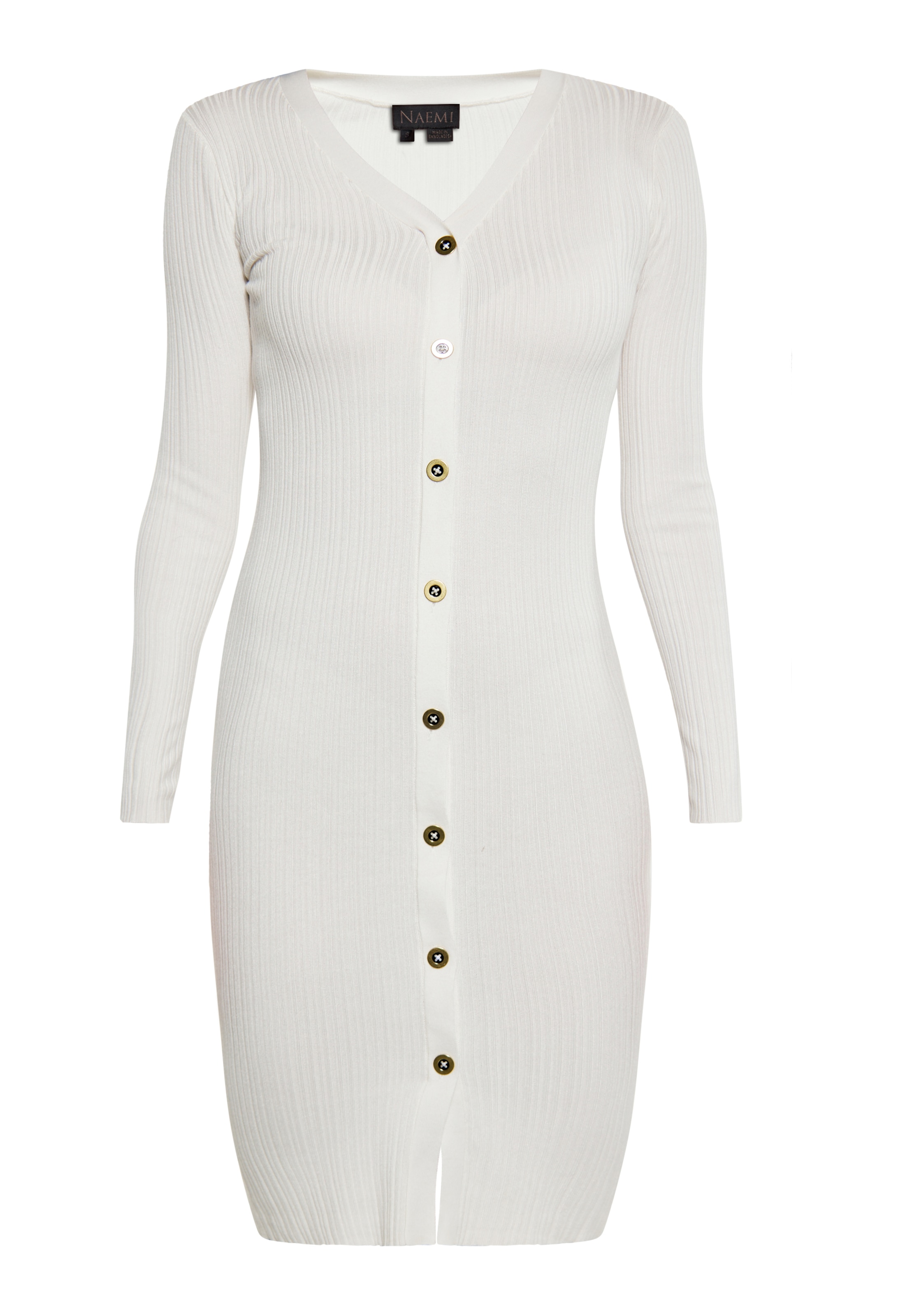 NAEMI Плетена рокля в бяло: отпред