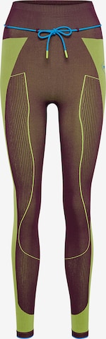 Skinny Pantalon de sport Hummel en vert : devant