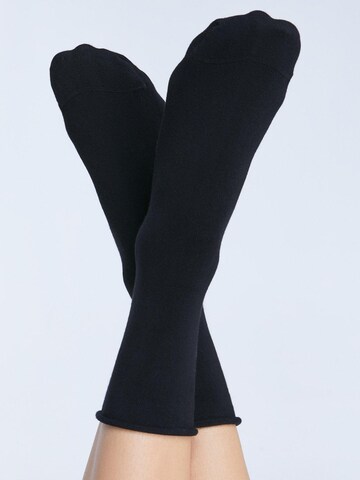 Albero Natur Socks 'Bio-Baumwoll-Socken mit Rollrand Unisex – 4er Pack' in Black