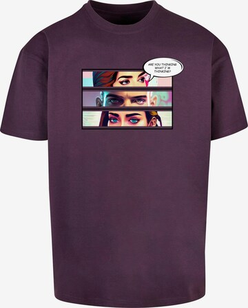 Merchcode Shirt 'Thinking Comic' in Lila: voorkant