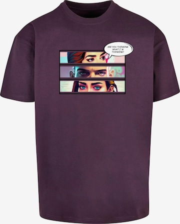 Merchcode T-Shirt 'Thinking Comic' in Lila: predná strana