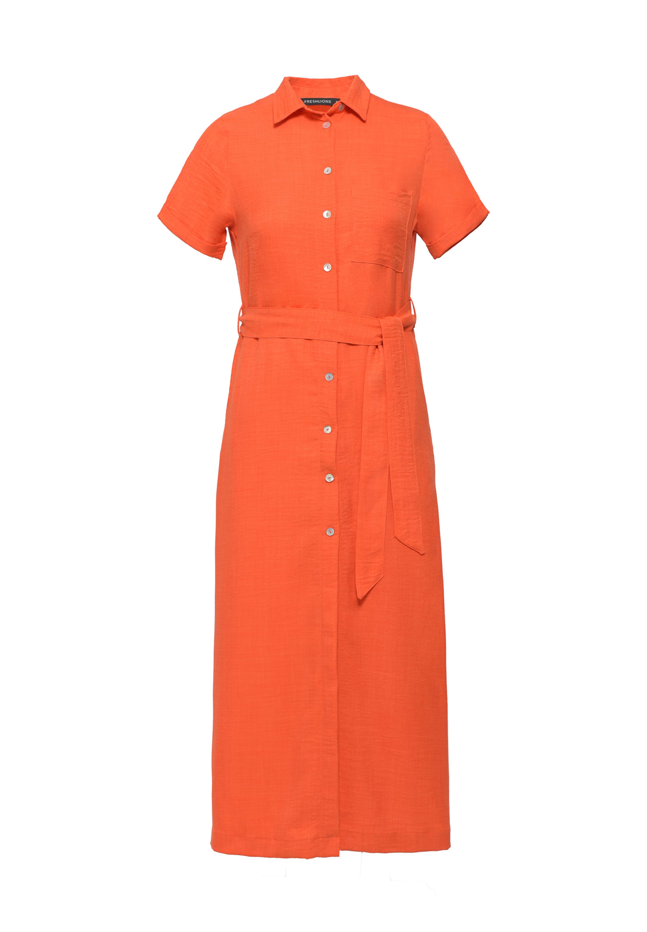 FRESHLIONS Hemdkleid 'Long Button up' in Rot: Vorderseite